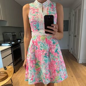 Lilly Pulitzer Pink and Green Floral Dress